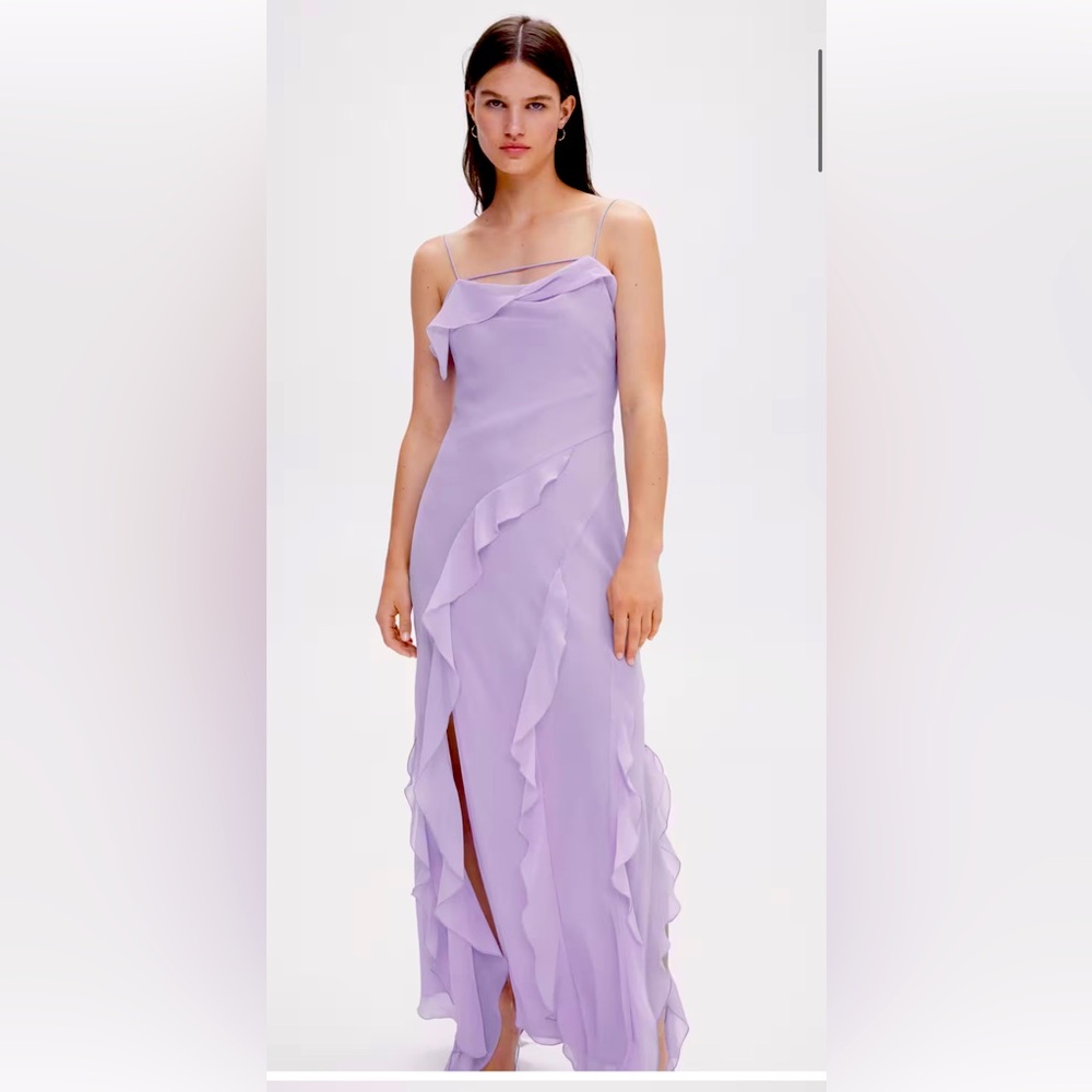 New Mango Lilac Ruffled Long  dress